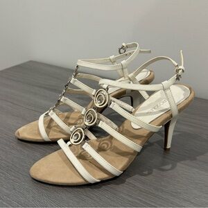 Aerosoles White Leather Strappy Sandals Sz 8.5